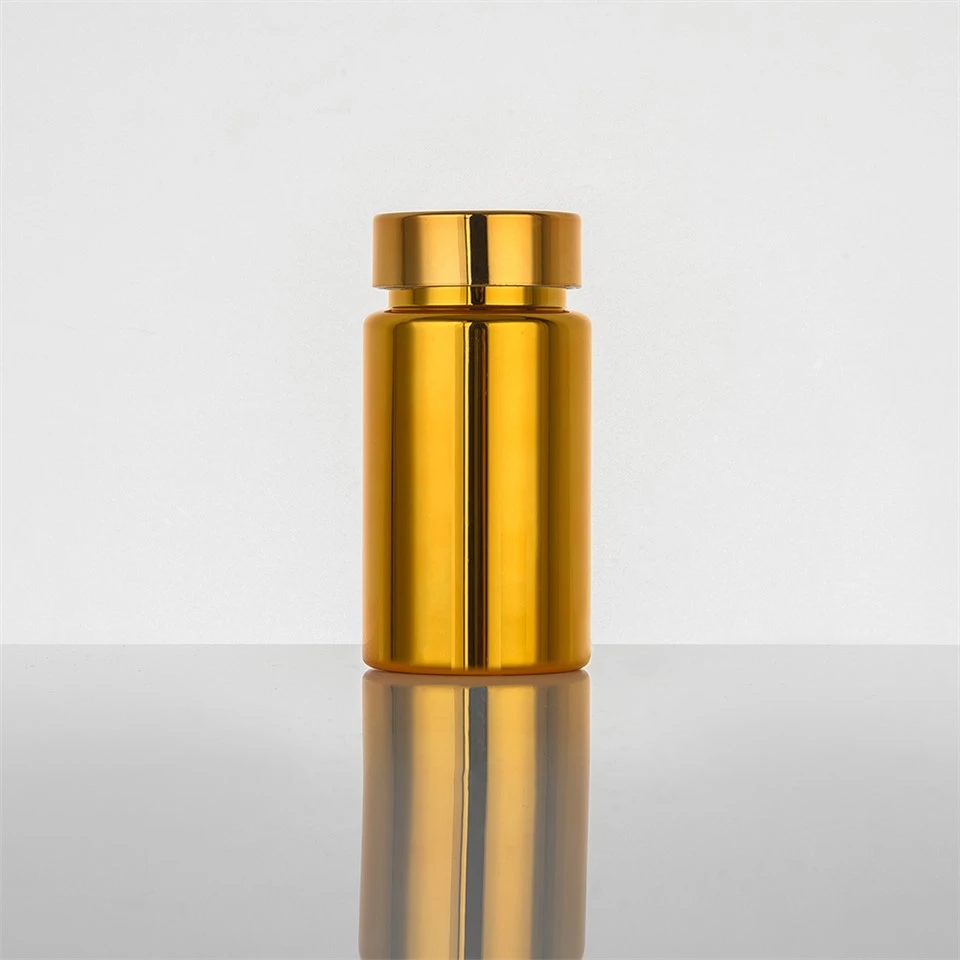 Golden Plastic Electroplating PET Pill Bottles